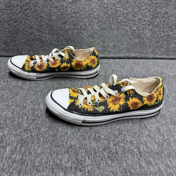 Converse Chuck Taylor Shoes Womens 7 Mens 5 Black Sunflower All Star - Picture 5 of 8